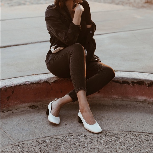 Everlane Day Heels, leather, white, size 10 - Picture 5 of 12